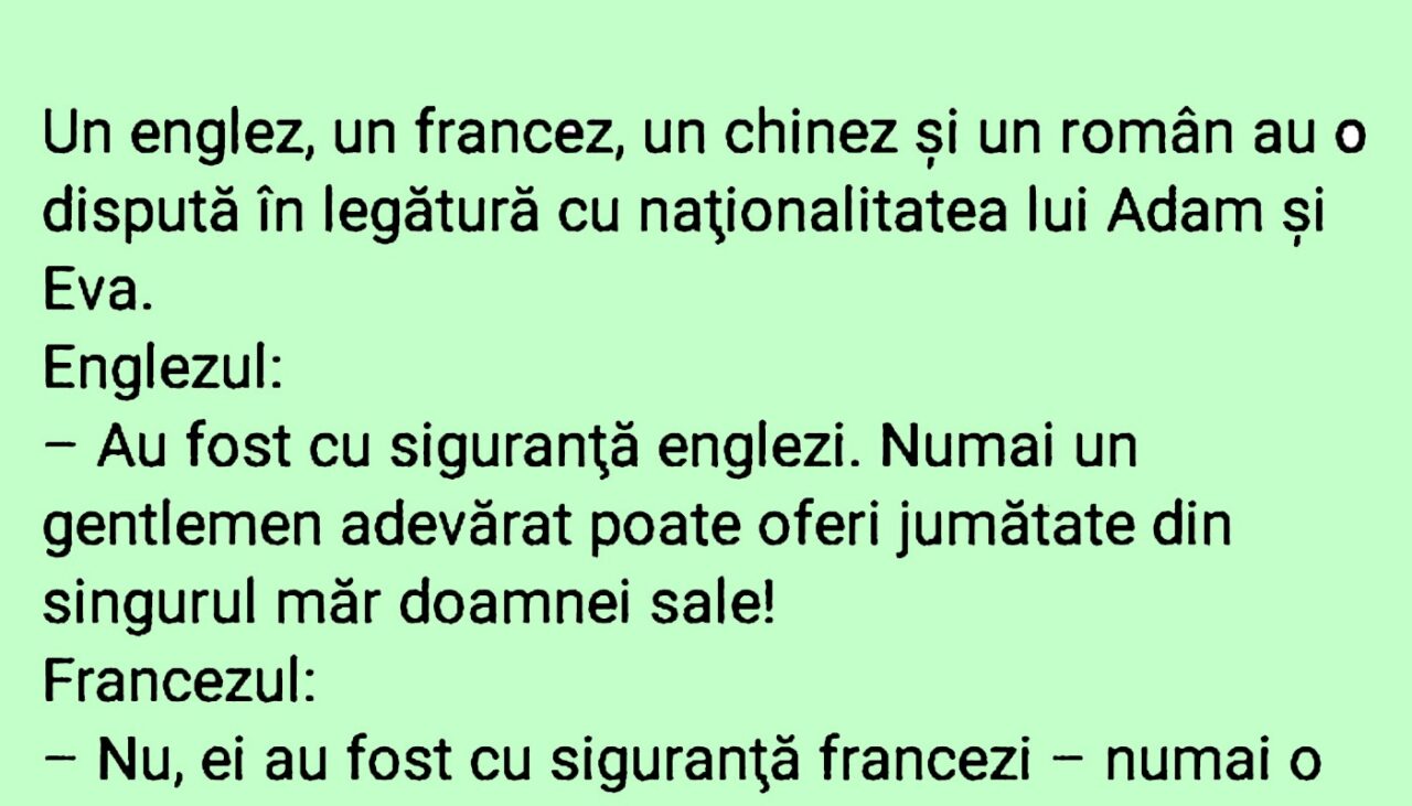 BANCUL ZILEI | Ce erau Adam și Eva, de fapt: englezi, francezi, chinezi sau români?