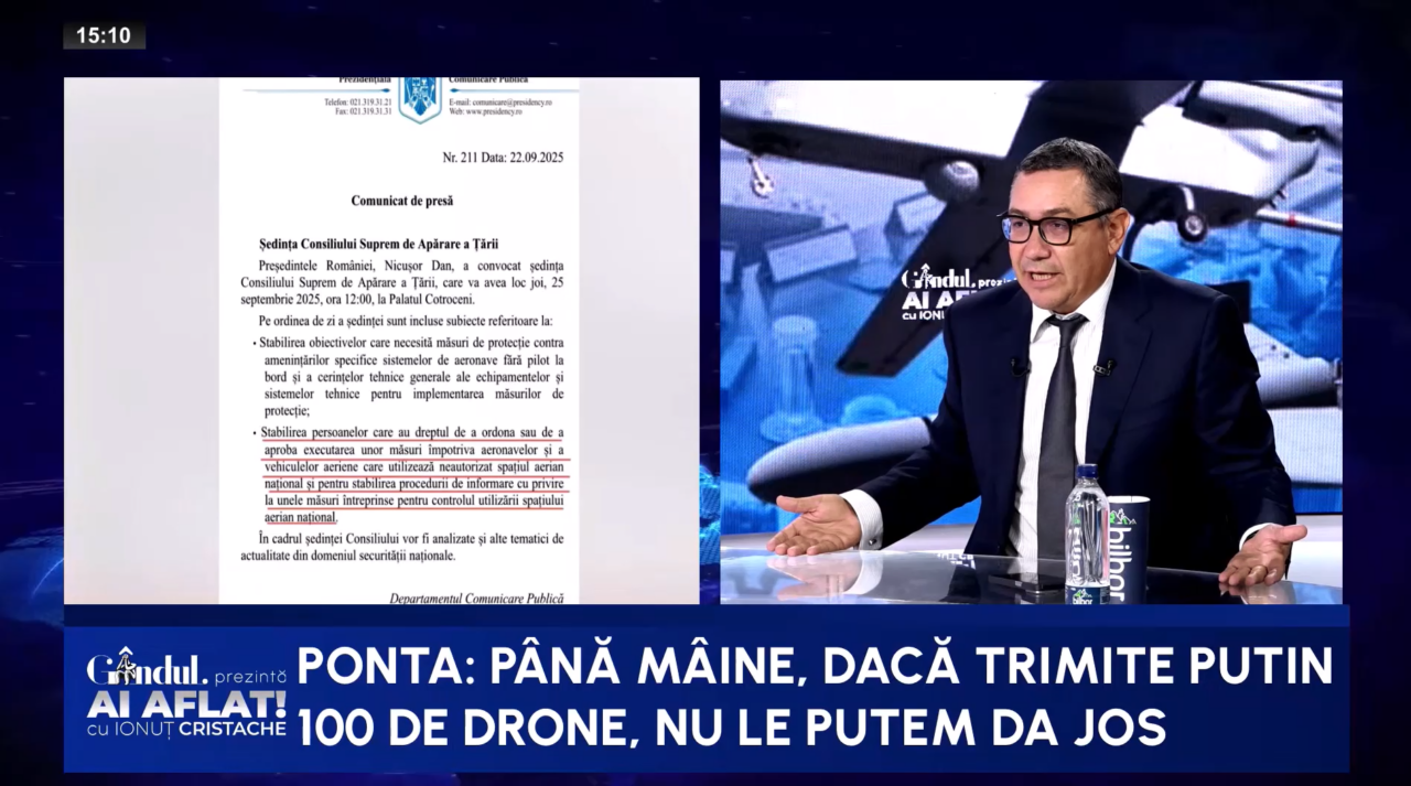 Victor Ponta ironizează decizia de a doborî DRONE iraniene cu F-16: „E ca și cum ai trimite BMW-urile poliției după un biciclist”
