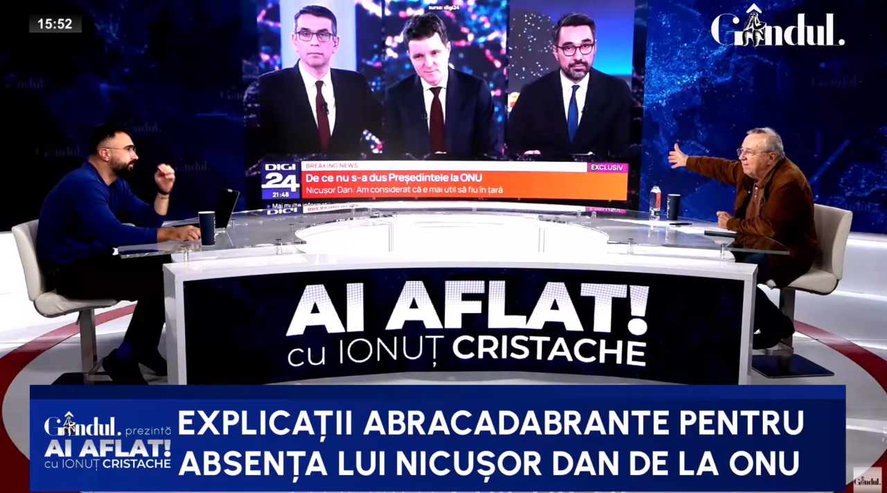 Ion Cristoiu a comentat motivarea absenței de la ONU a președintelui Nicușor Dan: „Nici măcar o poveste CREDIBILĂ nu a fost în stare să pregătească”