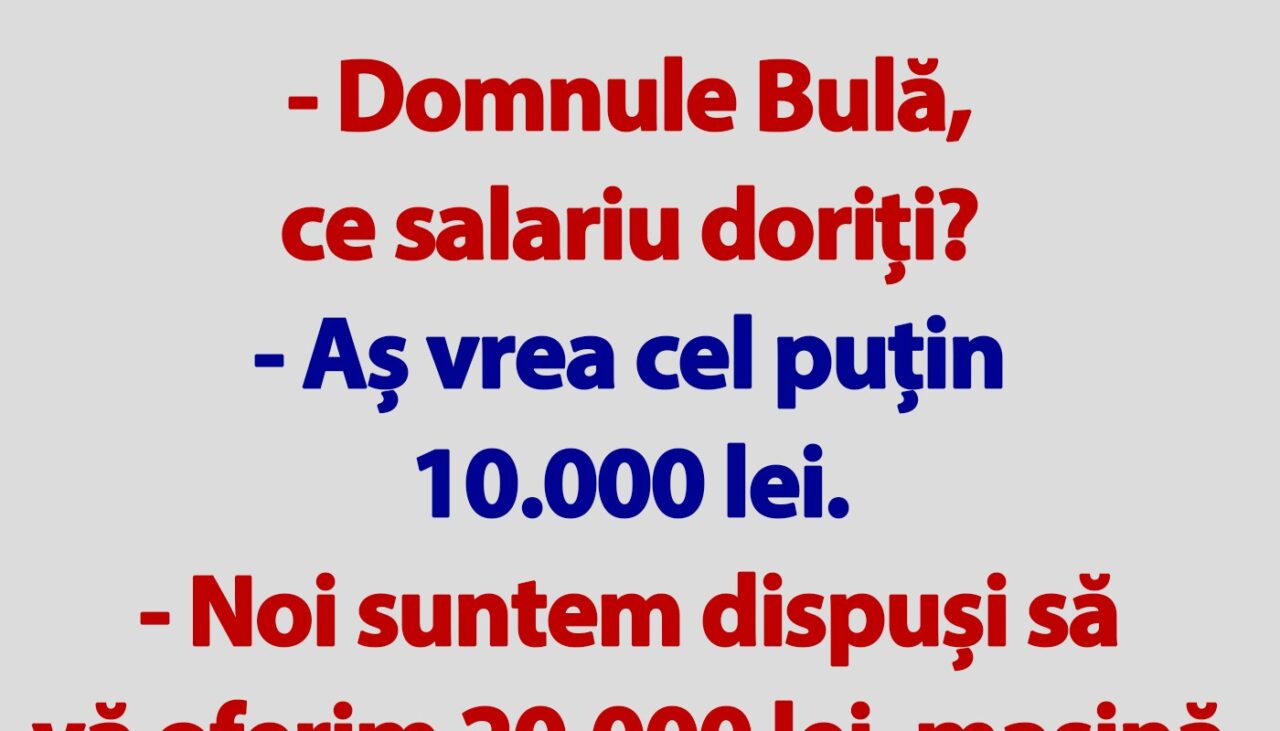 BANC | „Domnule Bulă, ce salariu doriți?”