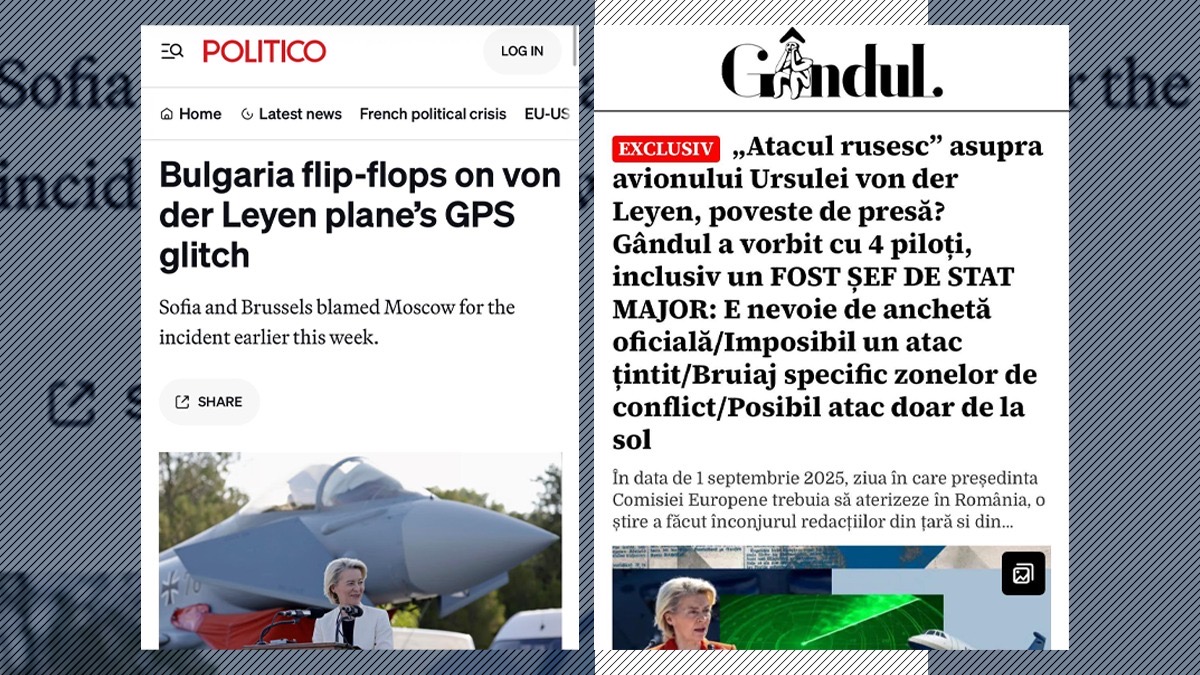 Dezmințire oficială: avionul Ursulei von der Leyen NU a fost bruiat de ruși. Autoritățile bulgare au recunoscut ceea ce Gândul a demonstrat deja de 2 zile într-un amplu material