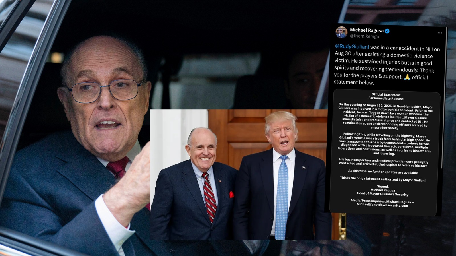 Rudy Giuliani, spitalizat după un accident auto în New Hampshire