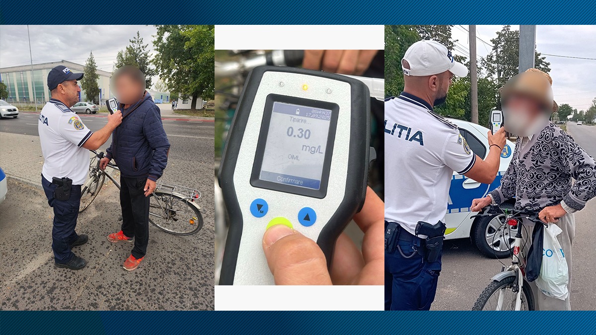 Orașul din România în care se testează bicicliștii cu etilotestul. S-au dat aproape 100 de amenzi într-o singură zi