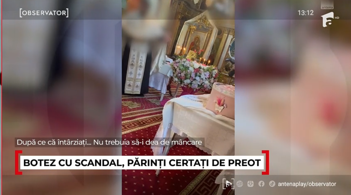 Botez cu scandal: Nașii de la Constanța au întârziat 30 de minute. Mama a vrut să își alăpteze copilul, iar preotul s-a înfuriat