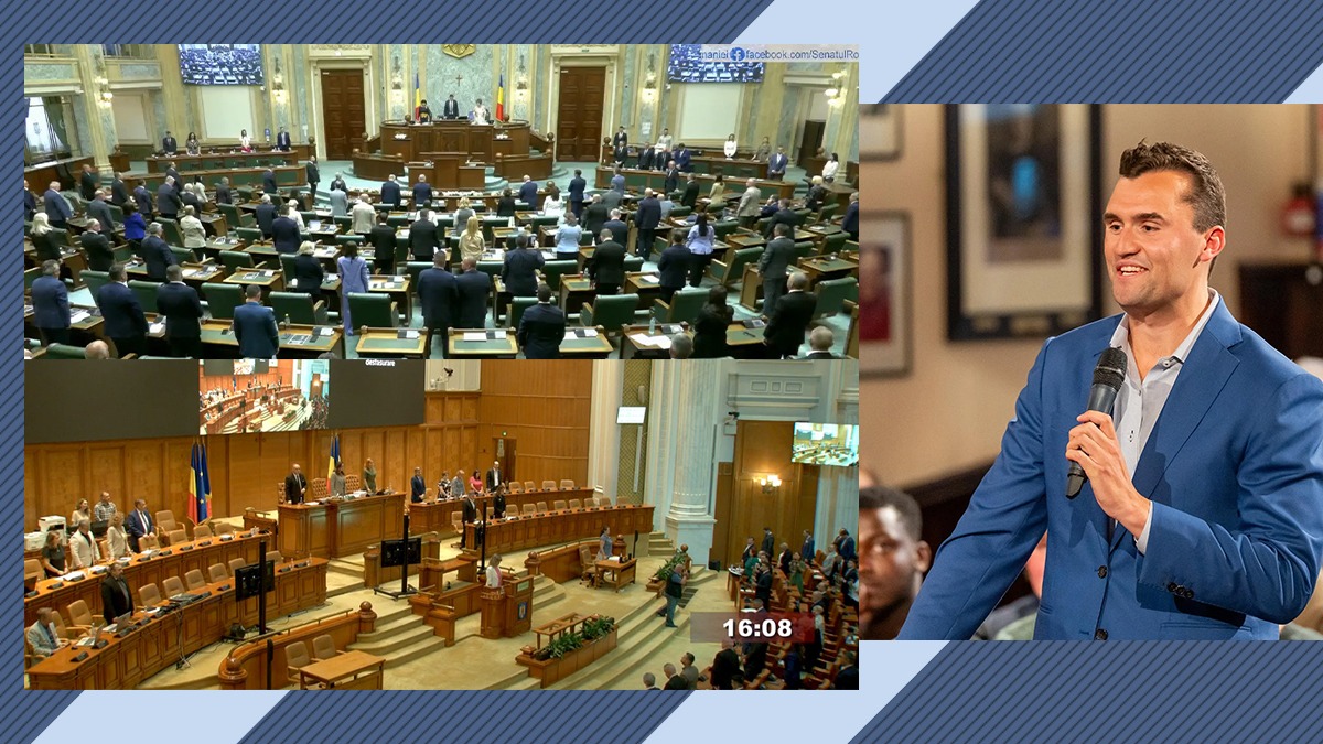 Moment de reculegere în Senat pentru Charlie Kirk / Ghinea (USR) și Stoiciu (PSD) au refuzat să se ridice / George Simion REACȚIONEAZĂ