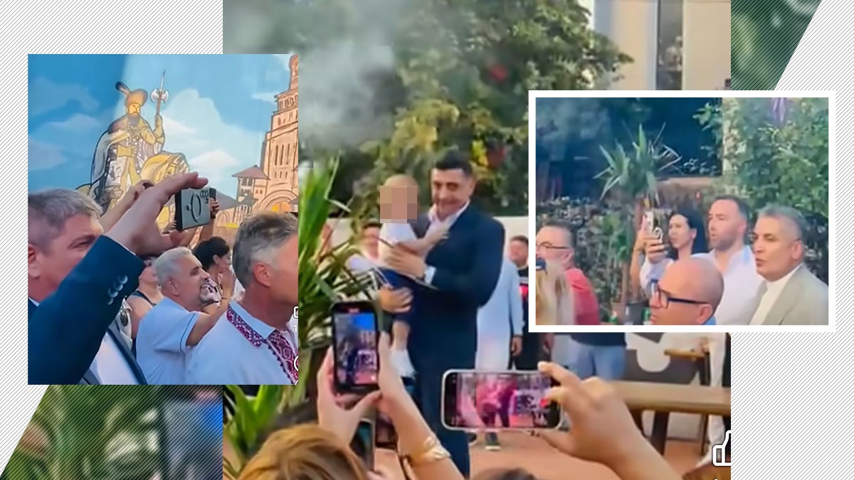 George Simion și-a sărbătorit ziua de naștere în curtea partidului, printre voievozi, artificii și în uralele membrilor AUR