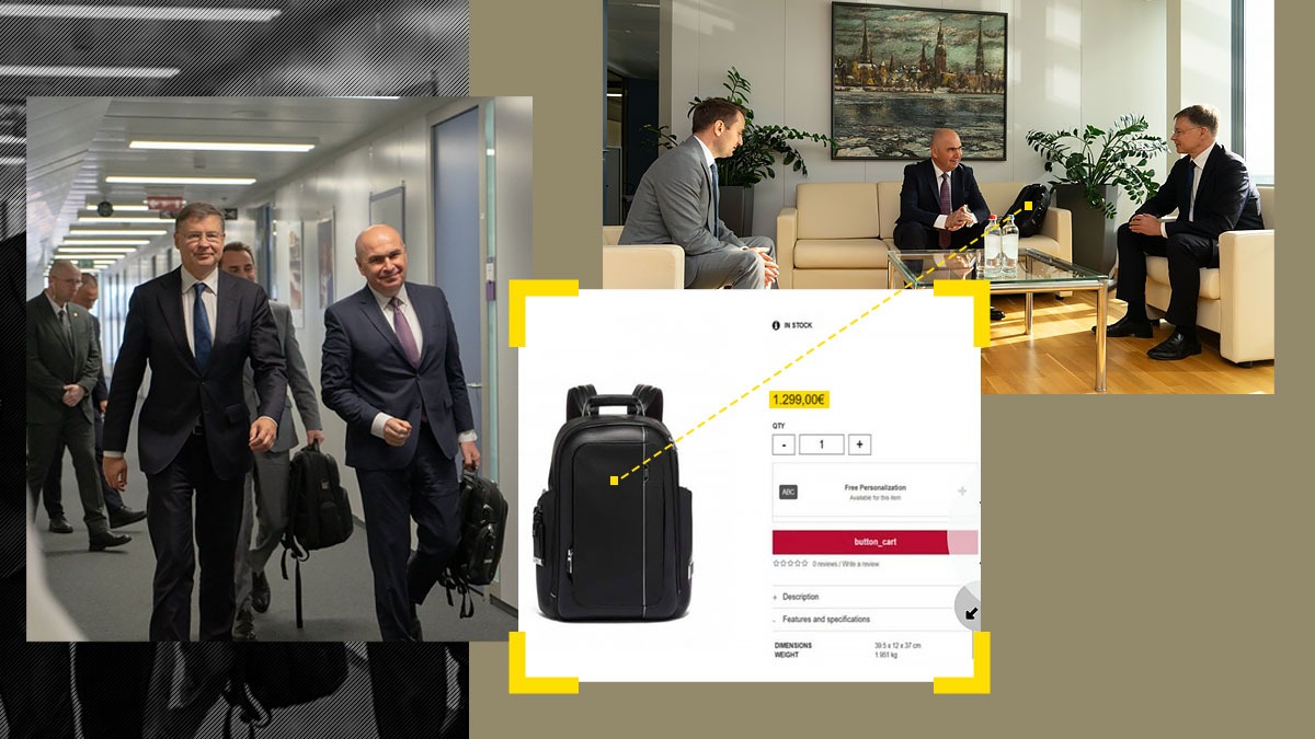 Bolojan și-a luat la Bruxelles ghiozdanul de peste 1.000 de euro. Să aibă în ce căra proiectele de austeritate