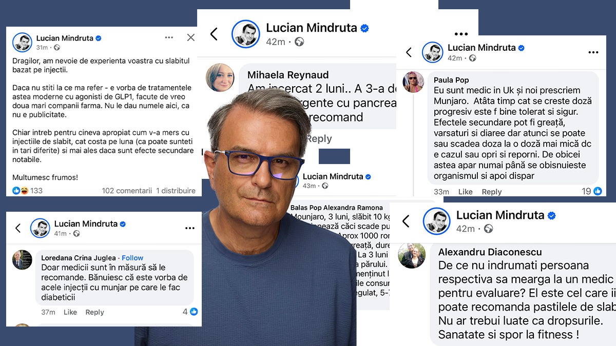 Culmea iresponsabilității! Jurnalistul Lucian Mîndruță cere sfaturi de slăbit pe Facebook. Comentariile sunt pline de tratamente și medicamente interzise în România. Soția lui Mîndruță e medic