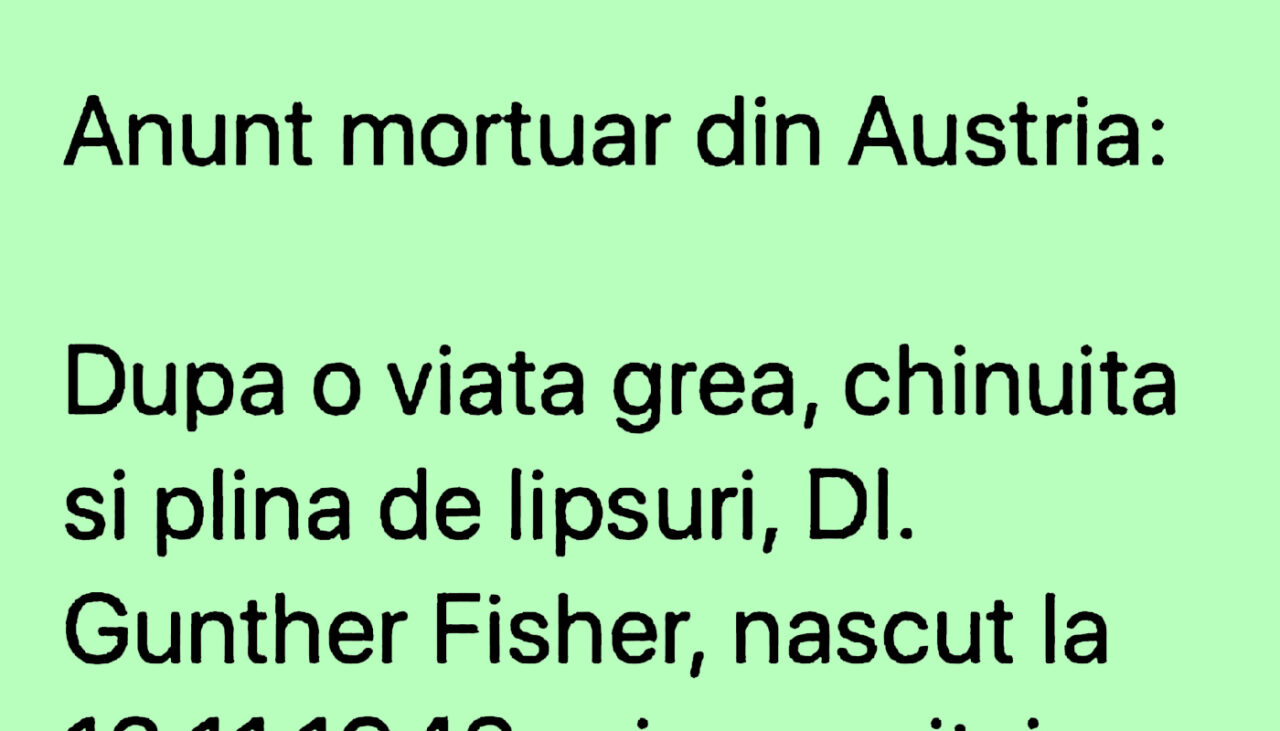 Bancul de joi | Anunț mortuar din Austria