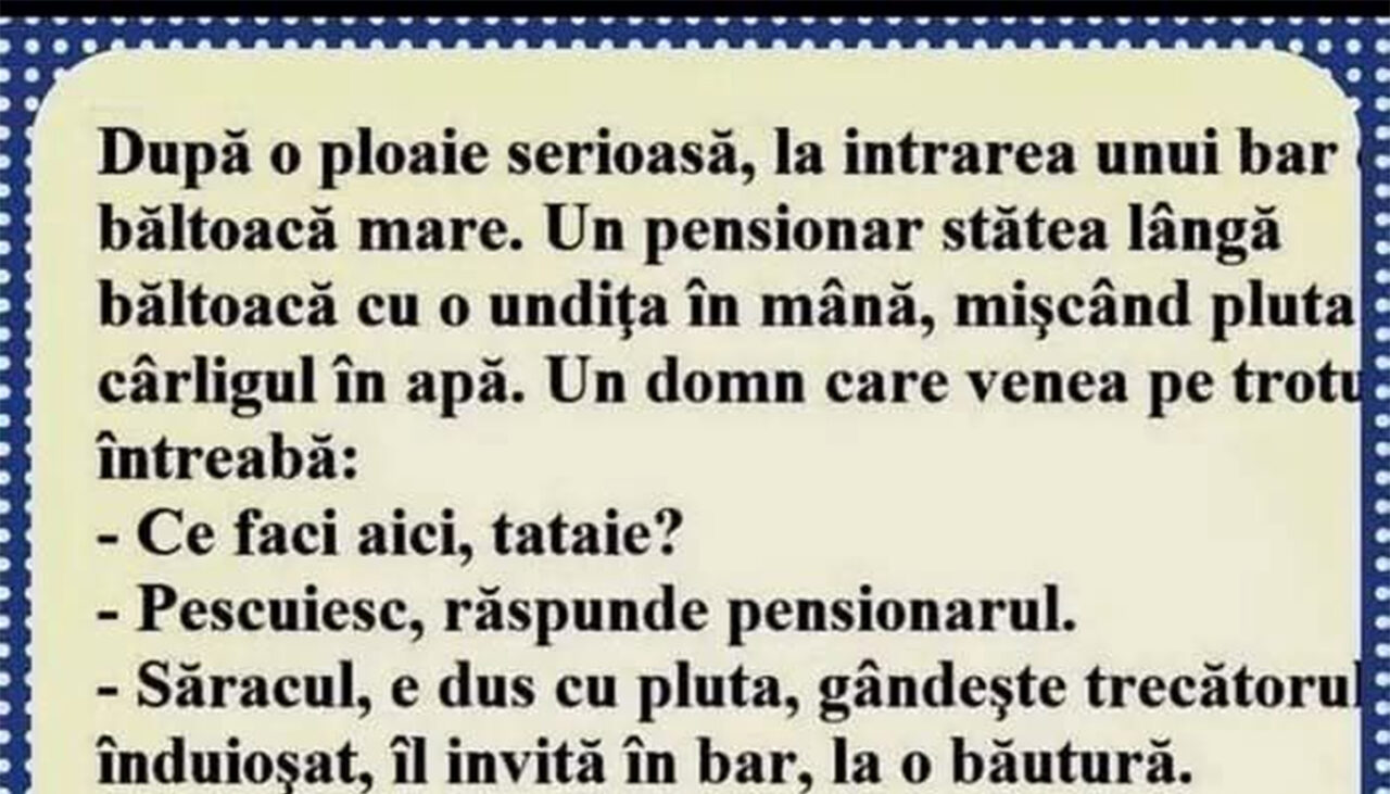 Bancul de duminică | Pensionarul și băltoaca