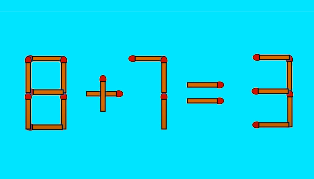 TEST IQ | 8 + 7 = 3 este greșit. Pentru a corecta egalitatea, mutați un singur chibrit