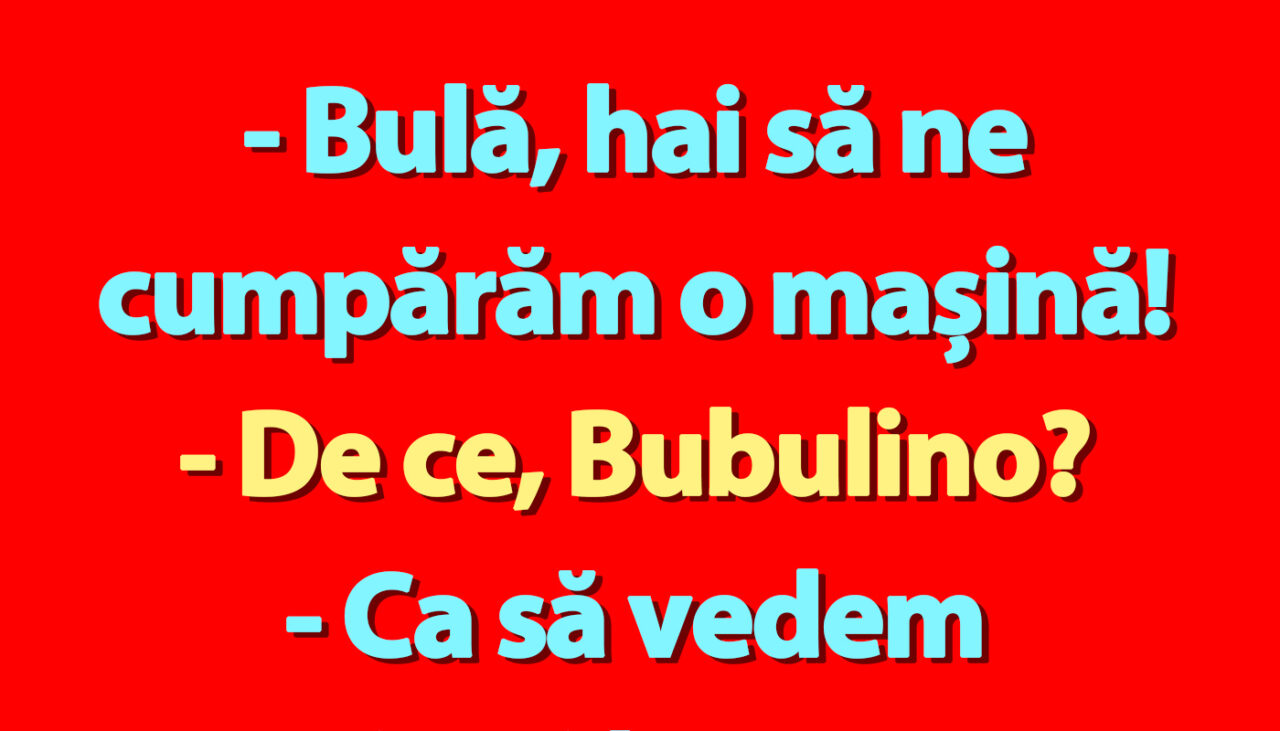 BANC | „Bulă, hai să ne cumpărăm o mașină!”