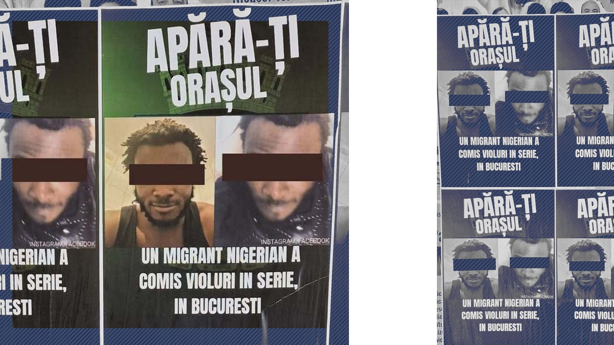 Afișe cu „NIGERIANUL VIOLATOR ÎN SERIE” au împânzit Bucureștiul. Val de indignare pe internet