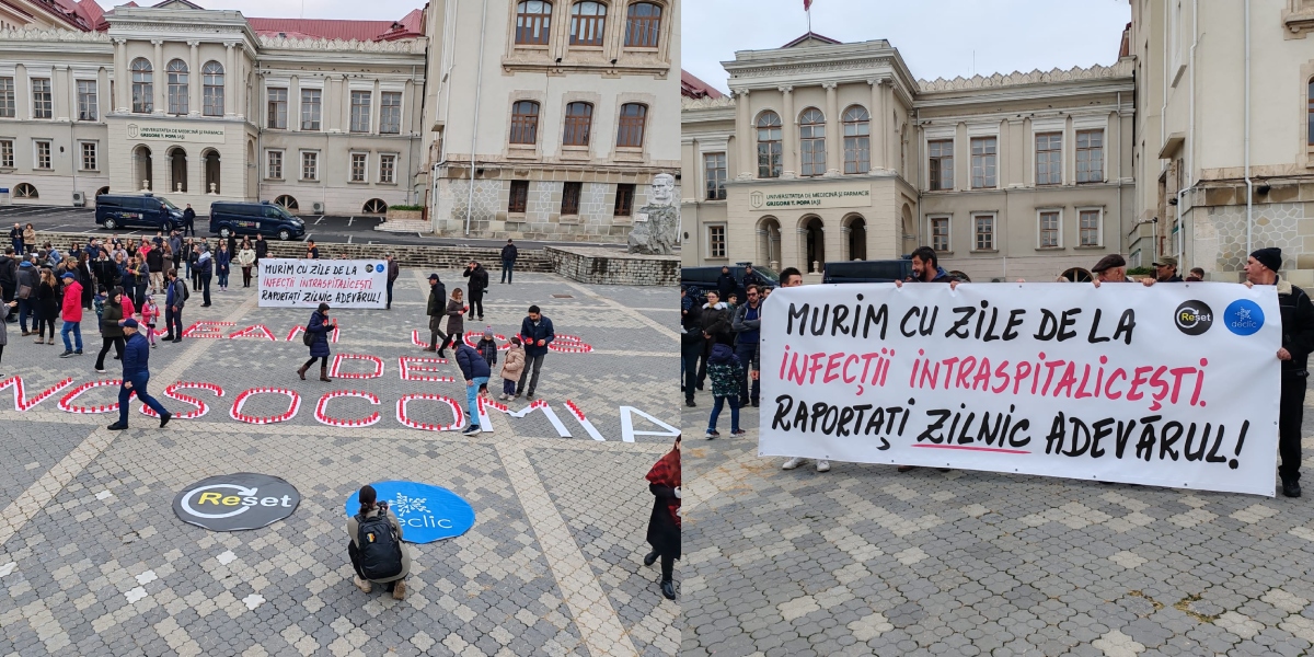 PROTEST emoționant în centrul Iașiului, după tragedia celor 7 copii, de la Spitalul de Pediatrie. Oamenii vor transparență: „Raportați adevărul”