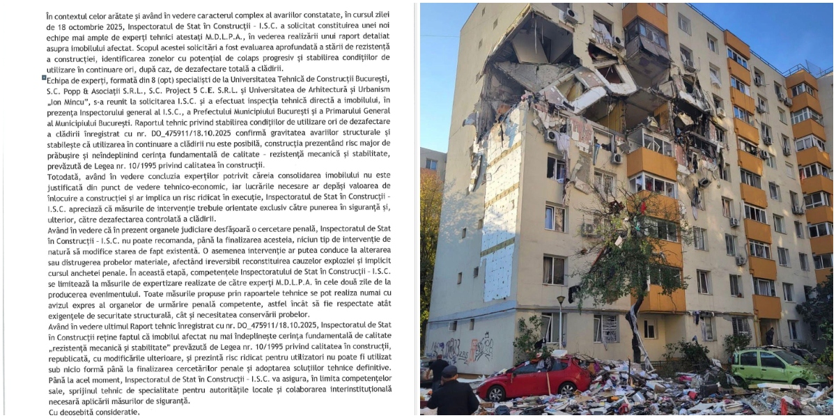 Inspectoratul de Stat în Constucții a dat verdictul: Blocul din Rahova trebuie DEMOLAT