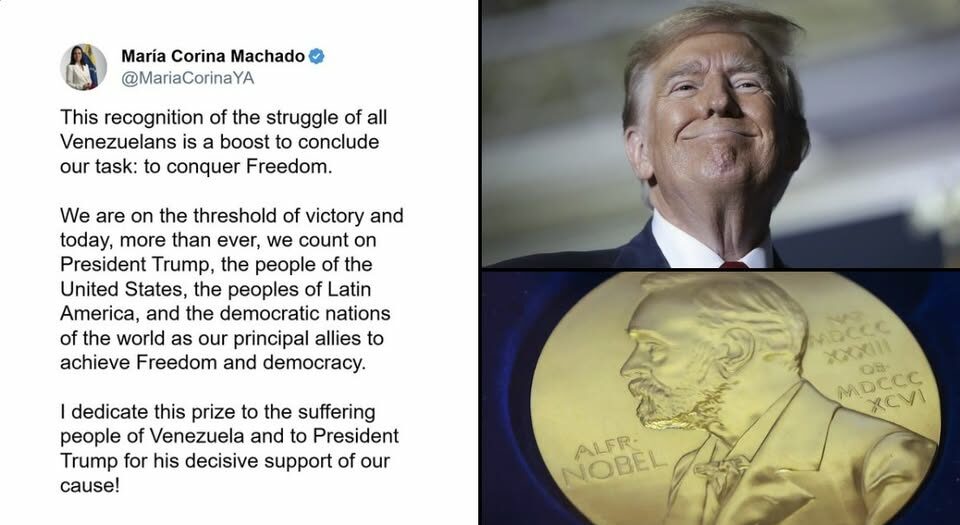 Câștigătoarea premiului Nobel pentru pace îi dedică premiul lui Donald Trump