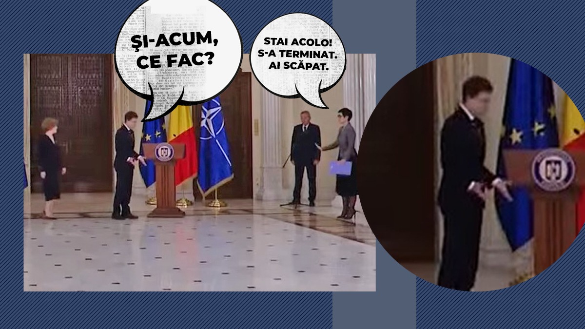 Nicuşor Dan, un NOU moment de derută. De data asta, la ceremonia de învestire a Oanei Gheorghiu. Președintele nu a ştiut unde să se așeze la final. Îi indică şefa protocolului ce are de făcut şi unde să meargă