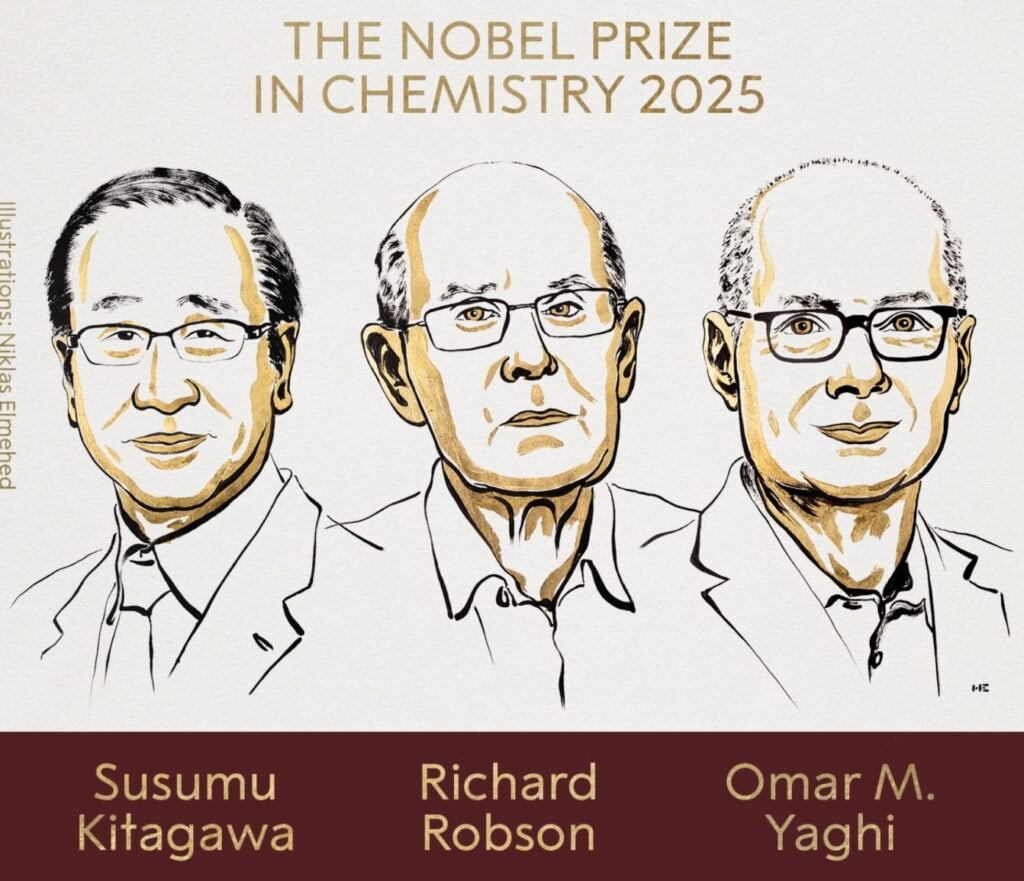 Premiul Nobel pentru CHIMIE: Susumu Kitagawa, Richard Robson şi Omar M. Yaghi sunt laureații 2025