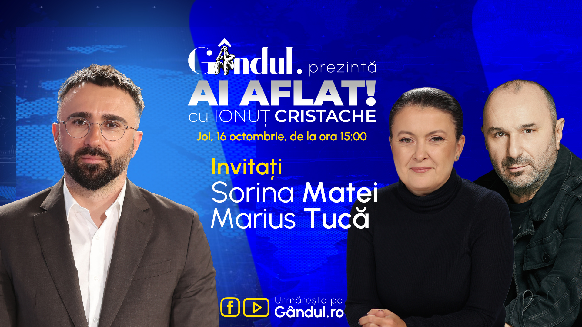 Invitații emisiunii: Sorina Matei și Marius Tucă