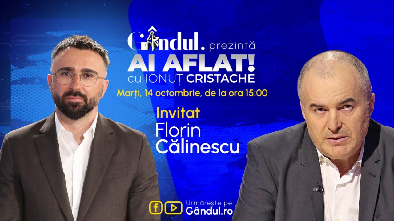 „Ai Aflat! cu Ionuț Cristache” începe marți, 14 octombrie, de la ora 15.00, live pe Gândul. Invitat: Florin Călinescu