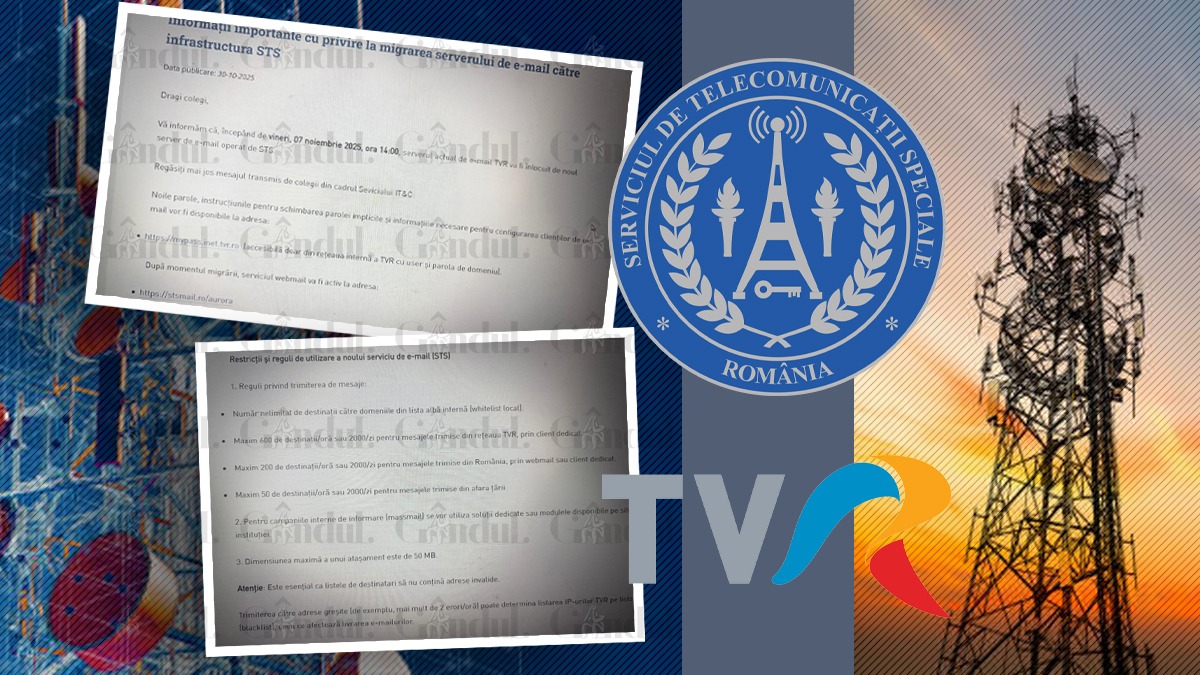 Angajații Televiziunii Publice au fost anunțați că serverul actual al instituției va fi înlocuit și operat de către Serviciul SECRET de Telecomunicații Speciale! Gândul publică mesajul conducerii TVR către angajați