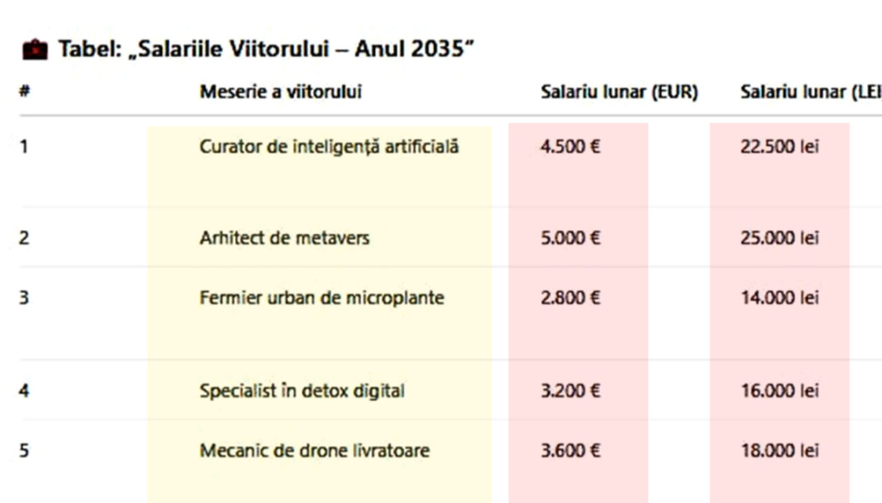 TOP 15 – Meseriile viitorului. Ce job-uri vor apărea în 2035 și ce salarii vor primi românii pentru ele