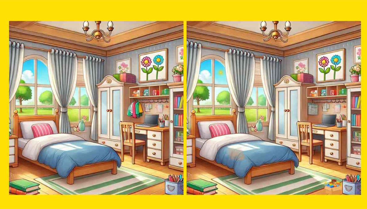 Test de logică | Aceste două dormitoare par identice, dar nu sunt. Identificați cele 4 diferențe