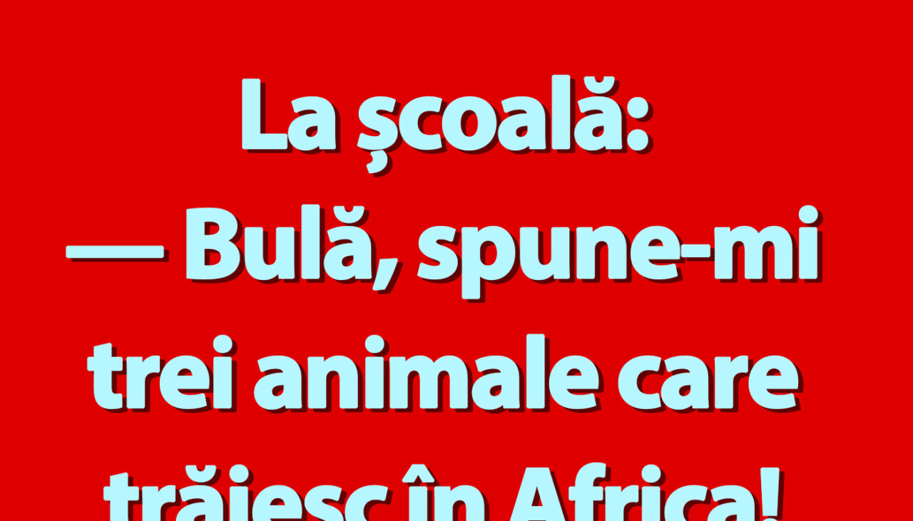 BANC | „Bulă, spune-mi trei animale care trăiesc în Africa!”