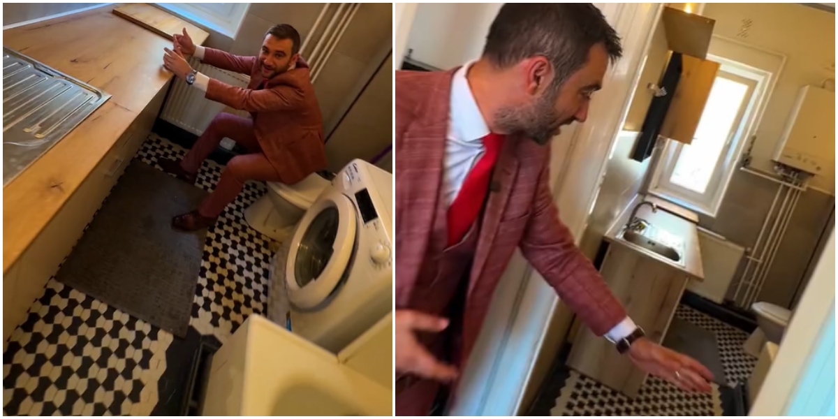 Garsoniera cu wc-ul în bucătărie. Sau cu bucătăria în wc. Nu e în Cluj, în Bucuresti și e de vânzare. Cât costă