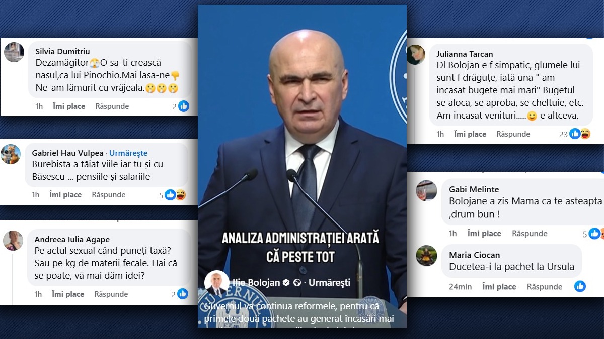 Val de glume şi ironii pe pagina oficială a premierului Bolojan, la anunţul despre “continuarea reformelor”. „Vă rugăm să nu vă opriţi! Sunt prea puţine taxe. TVA e indecent de mic”