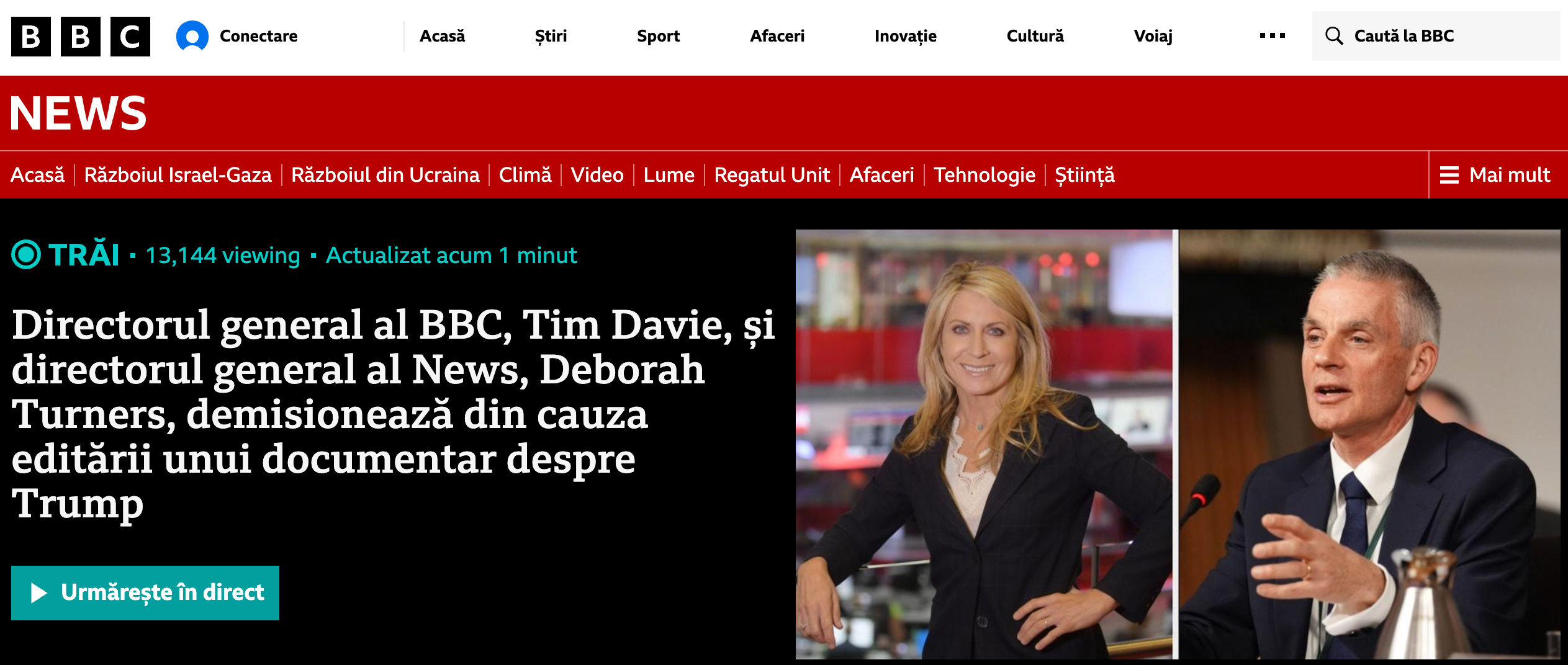 Trump amenință BBC cu un proces de 1 miliard de dolari, după ce directorul a demisionat pentru că postul a falsificat declarațiile președintelui S.U.A