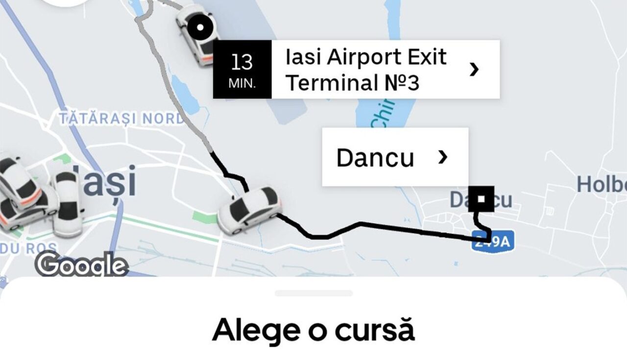 Câți bani i s-au cerut unui client, pentru o cursă Uber de doar 13 minute, până la Aeroportul din Iași. Suma e colosală