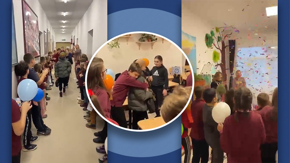 Fără cuvinte. Un prichidel bolnav de cancer este întâmpinat de colegi la reîntoarcerea la școală