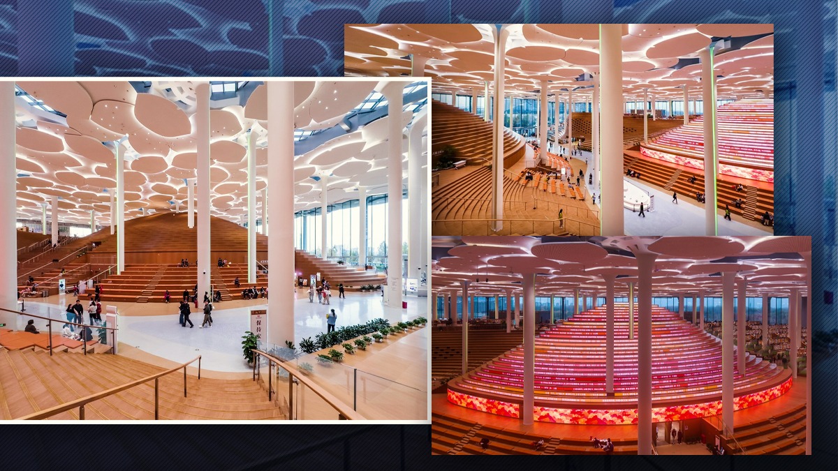 Biblioteca din Beijing, raiul iubitorilor de carte. Cea mai mare sală de lectură din lume oferă vizitatorilor o experiență unică, în mijlocul unei păduri, datorită designului inspirat de frunzele de ginkgo, „arborele pagodelor”