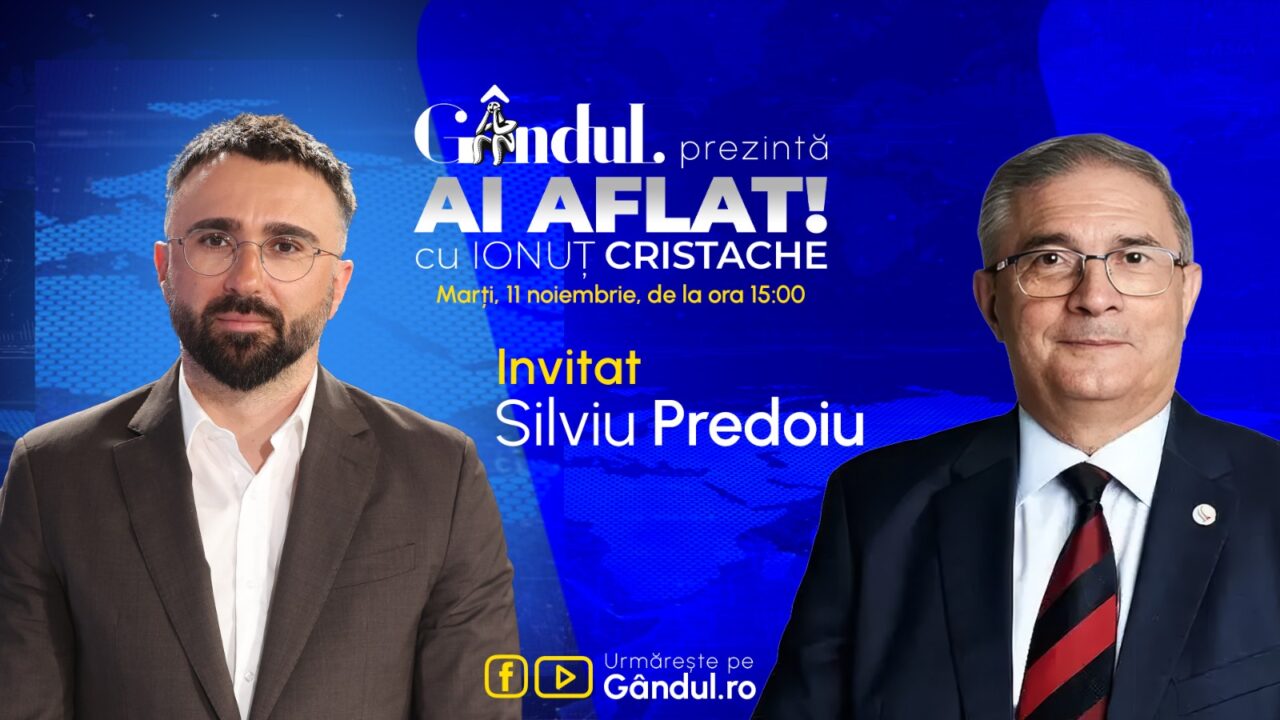 „Ai Aflat! cu Ionuț Cristache” începe marți, 11 noiembrie, de la ora 15.00, live pe Gândul. Invitat: Silviu Predoiu