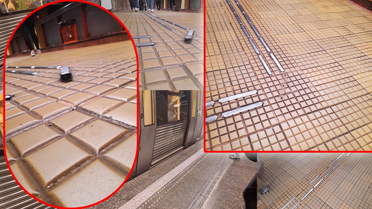 Ajutorul pentru nevăzători de la METROU s-a transformat într-un pericol GRAV pentru toți călătorii. Cum ți se pune viața în primejdie din cauza plăcuțelor de inox care se desprind din șuruburi