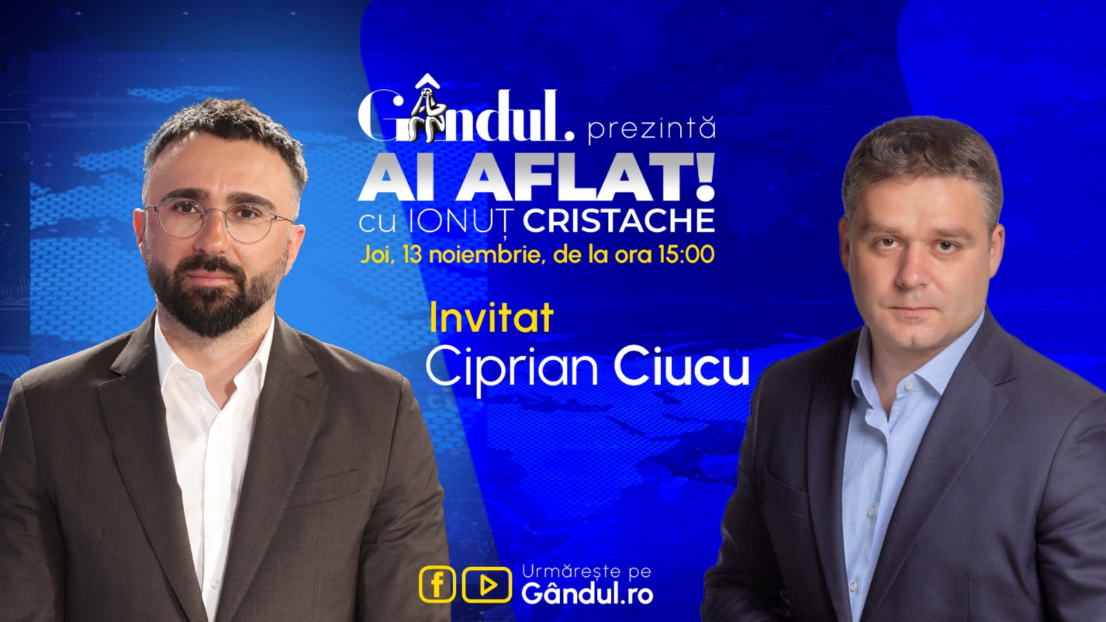 Emisiuni live pe Gândul în 13 noiembrie 2025