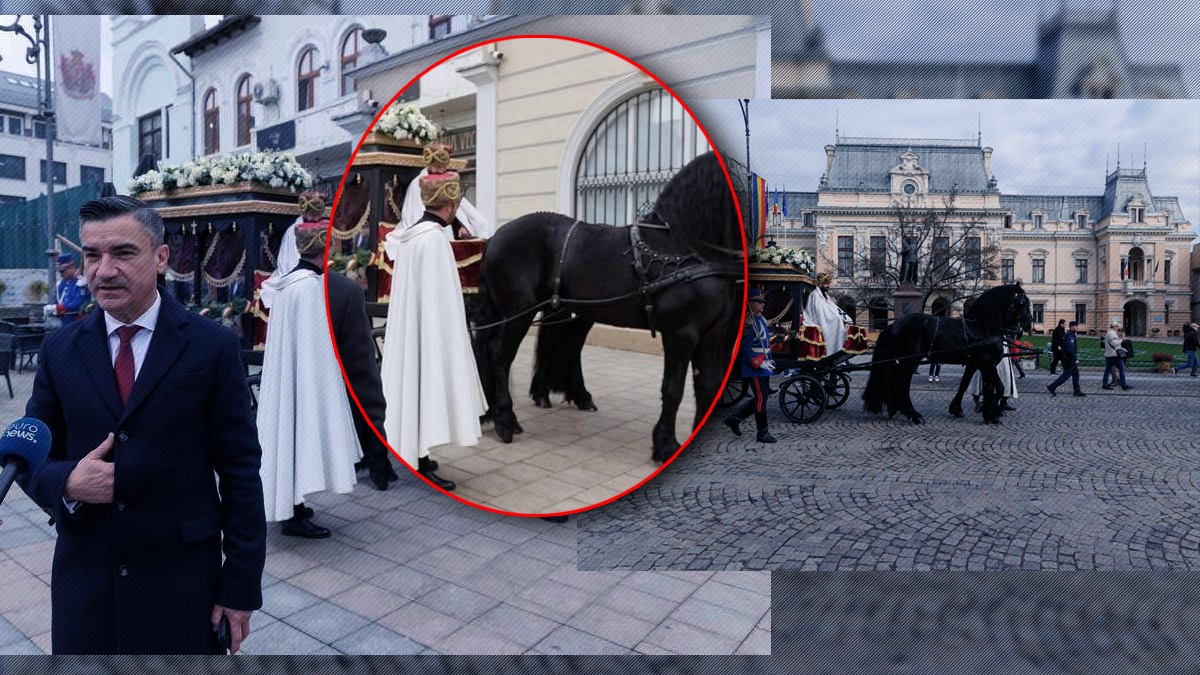 De la Cotroceni, la Iași. Osemintele domnitorului Ghyka au ajuns în capitala Moldovei. Prilej numai bun pentru Primarul Chirica pentru PR. A oprit cortegiul ca să poată da interviuri cu sicriul pe fundal