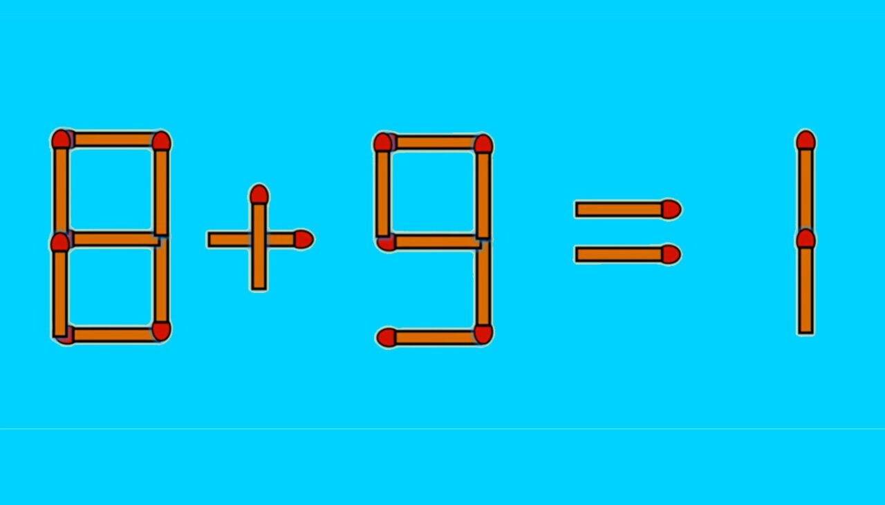 TEST IQ | 8 + 9 = 1 este greșit. Pentru a corecta egalitatea, mutați un singur chibrit