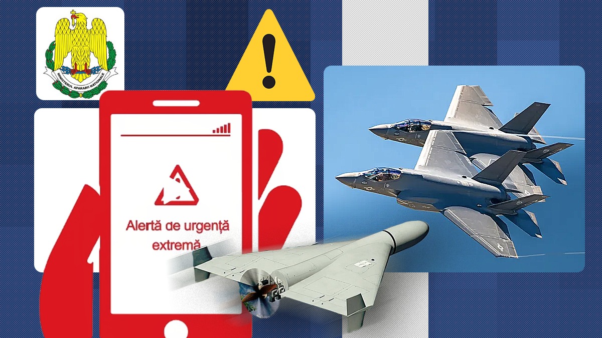 Alertă aeriană în trei județe. Pentru prima oară, RO-ALERT și în Vrancea, după pătrunderea dronelor în spațiul aerian al României