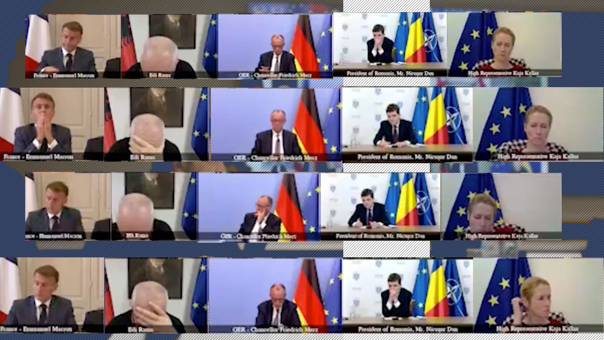 Imagini inedite din ședința „Coaliției Voinței”: liderii UE triști și fără soluții în fața inițiativei de pace a lui Trump pe Ucraina. Nicușor Dan ascultă cuminte și ia notițe din Zelenski