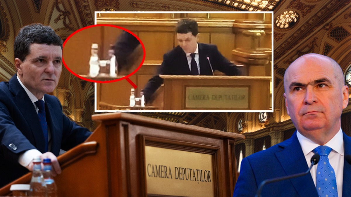 Comportament bizar al lui Nicușor Dan în Parlament. Polemizează cu Bolojan, încalcă protocolul, mută sticlele cu apă și gesticulează haotic