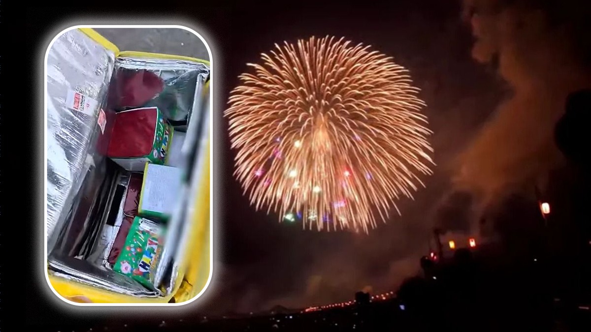 Un bărbat vindea materiale pirotehnice dintr-o geantă de livrare, lângă un centru comercial din București. Jandarmii au intervenit