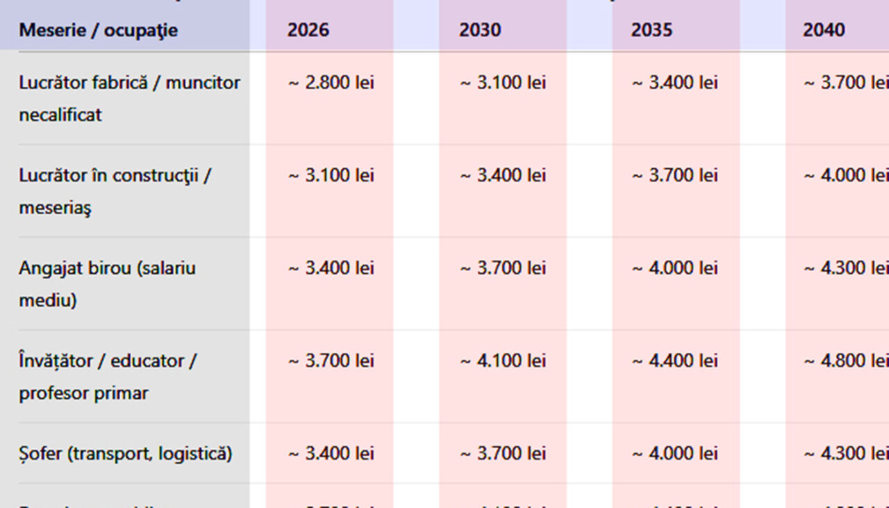 Tabel pensii în România | Ce pensie vei avea, în funcție de meseria prestată și de anul în care ieși la pensie