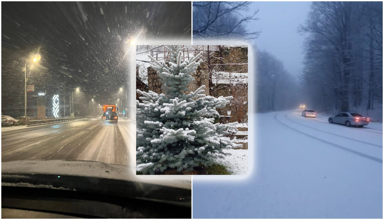 A nins ca-n povești la munte. Strat de zăpadă de 25 de centimetri, în Ajunul Crăciunului