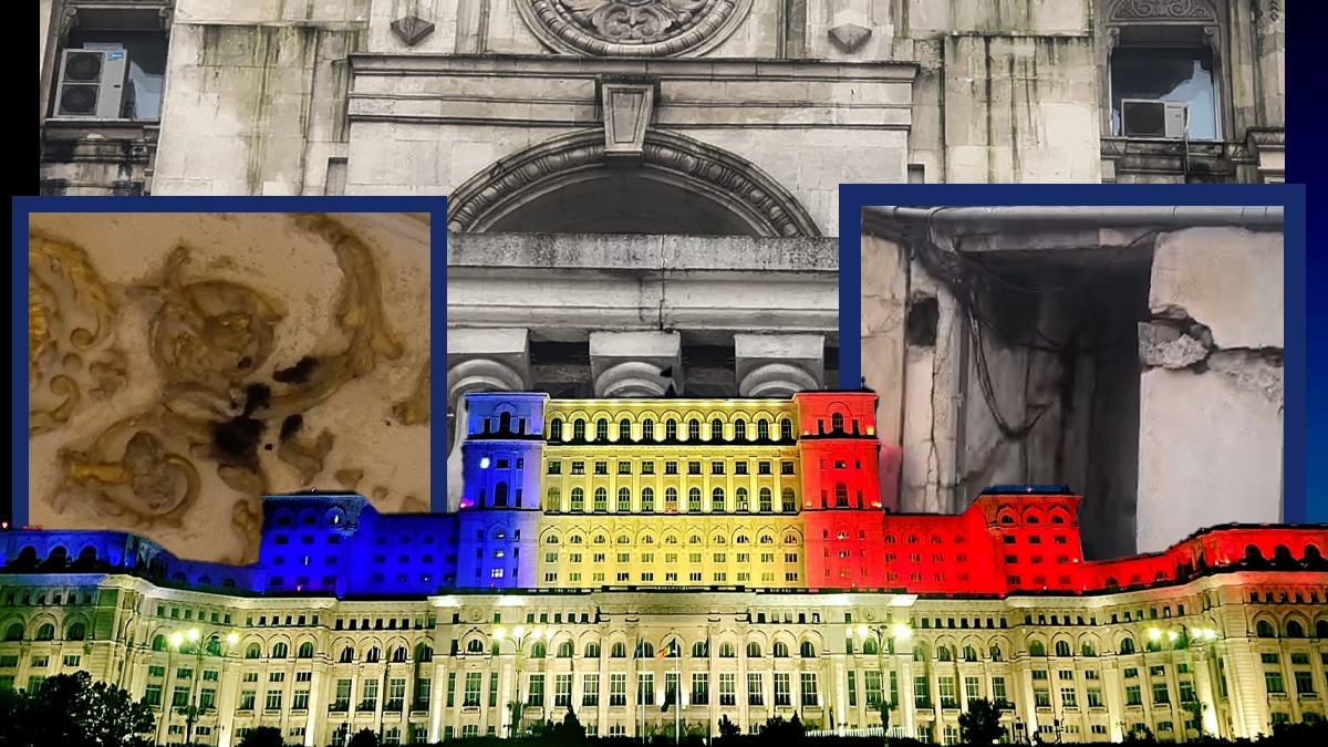Casa Poporului, „fabrica de legi” a României, moare răpusă de legile fizicii. Clădirea emblematică a Capitalei se năruie bucată cu bucată