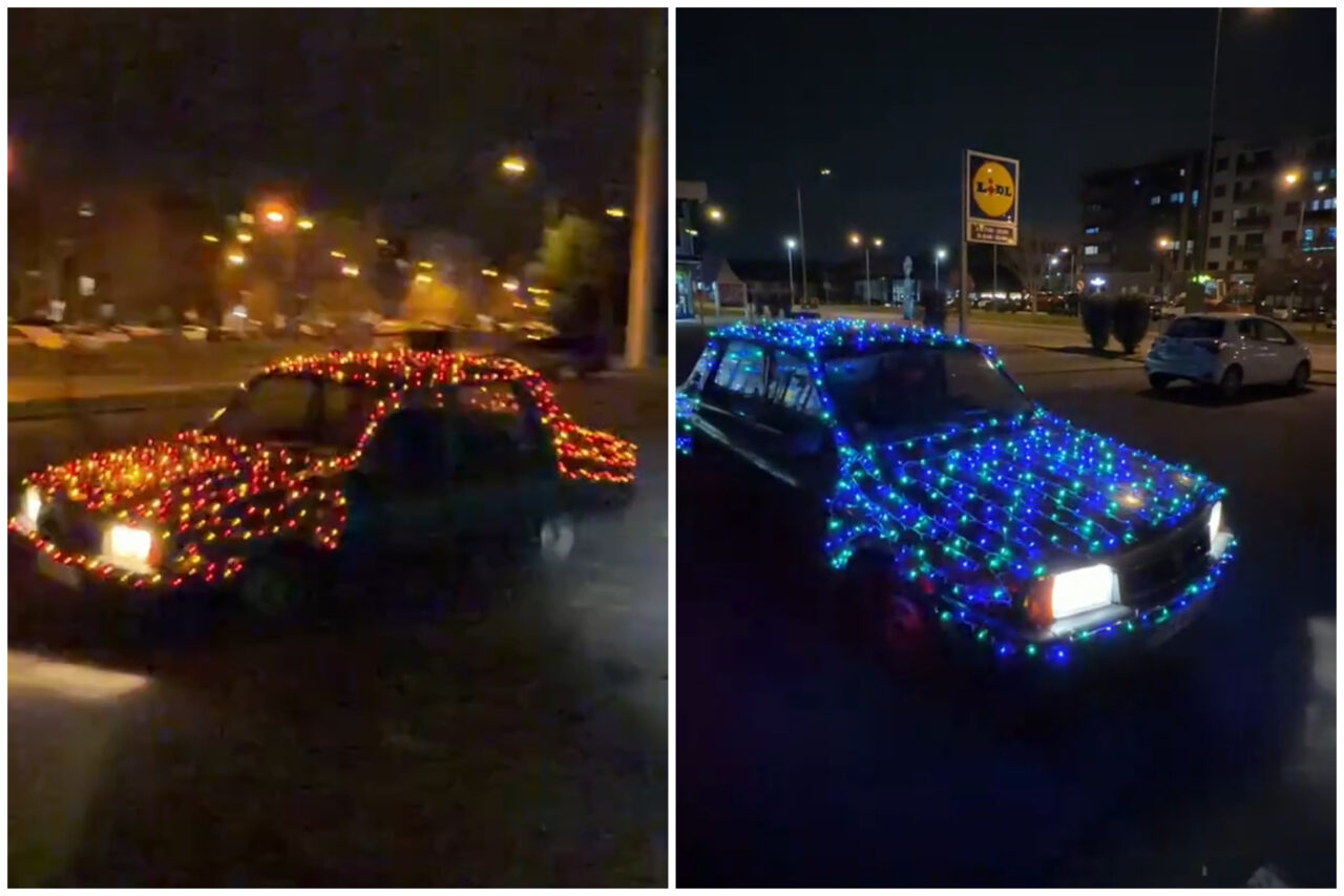 Un bihorean și-a împodobit Dacia 1310 cu sute de beculețe de Crăciun: „Costă mai mult instalația decât cotețul”
