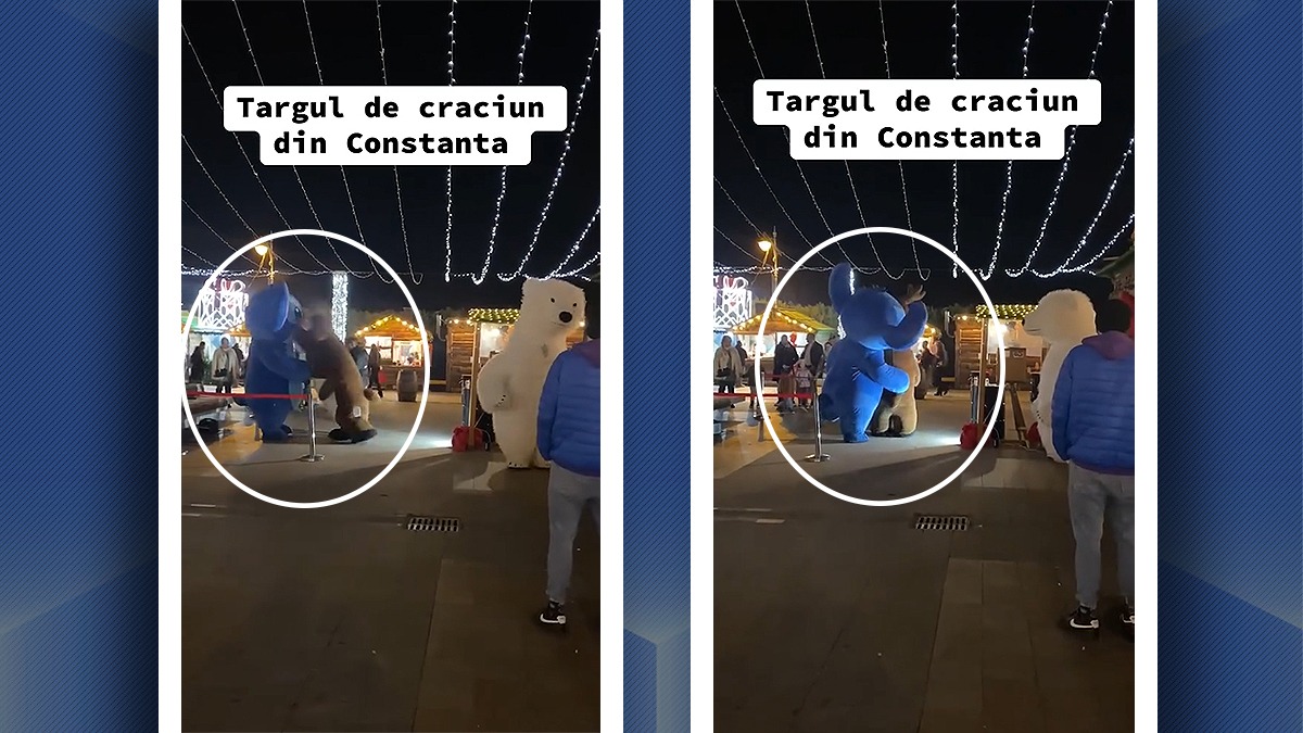Sex și violență simulate de mascote la Târgul de Crăciun din Constanța, spre „deliciul” copiilor