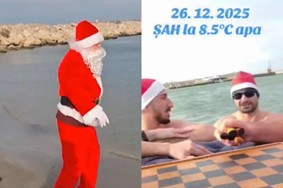 Imaginile zilei, pe litoral: Patru bărbați au jucat șah în mare, în a doua zi de Crăciun: „A fost remiză”
