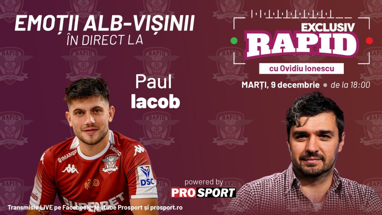 Rapid e pe locul 1 în liga 1 înainte de meciurile cu Otelul și FCSB, iar Paul Iacob vine astăzi la „EXCLUSIV RAPID”, de la 18:00